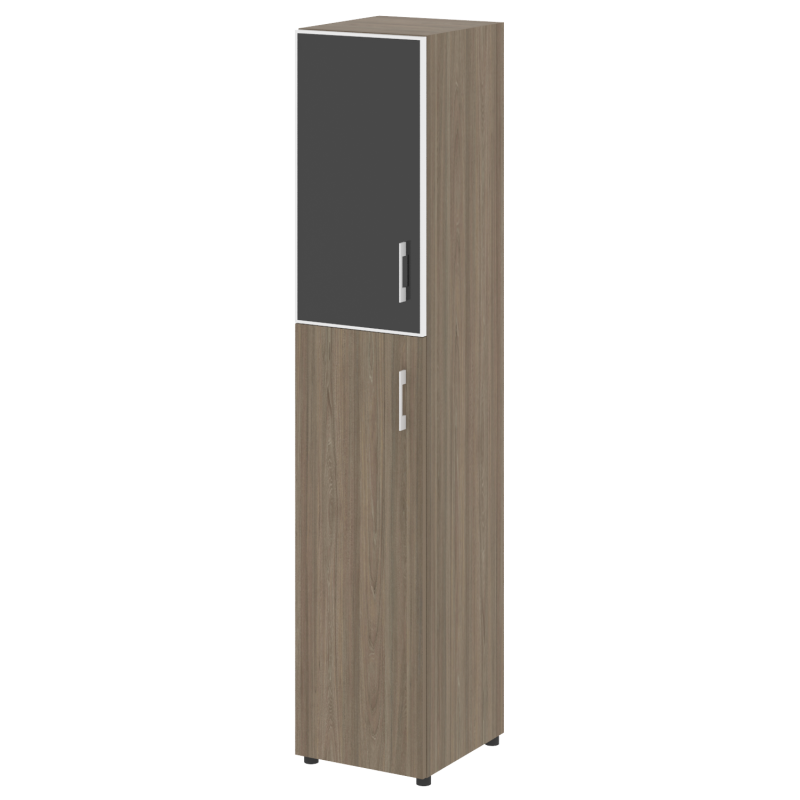Шкаф узкий закрытый со стеклом в раме левый (без топа) black
