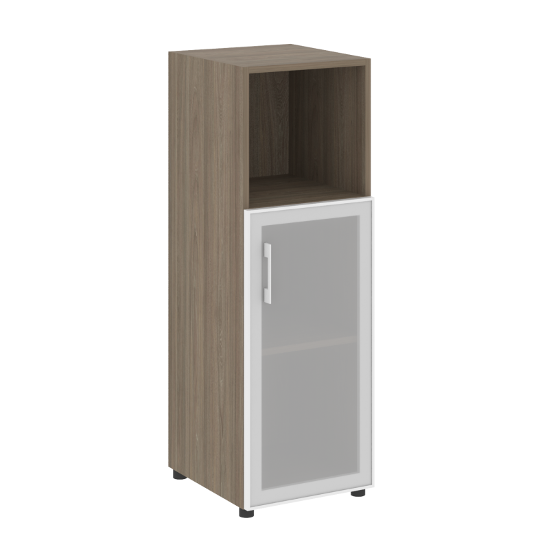 Шкаф средний узкий полузакрытый со стеклом в раме правый (без топа)