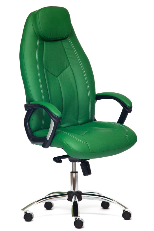 TETCHAIR BOSS люкс (хром) - Кож/зам зеленый/зеленый перфорированный