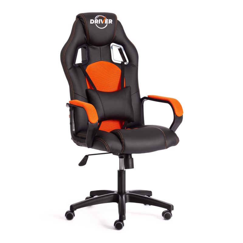 TETCHAIR DRIVER - Кож/зам/ткань, черный/оранжевый, 36-6/TW-07