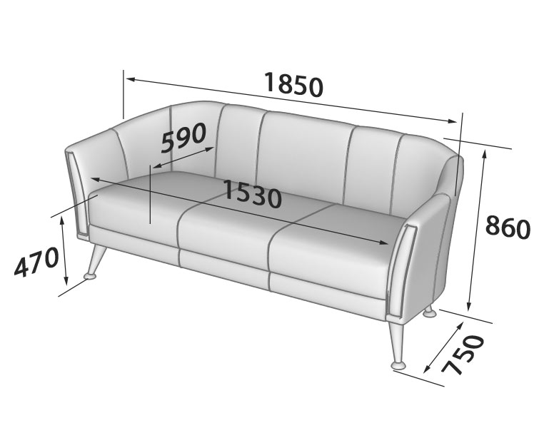 Трёхместный диван кожа