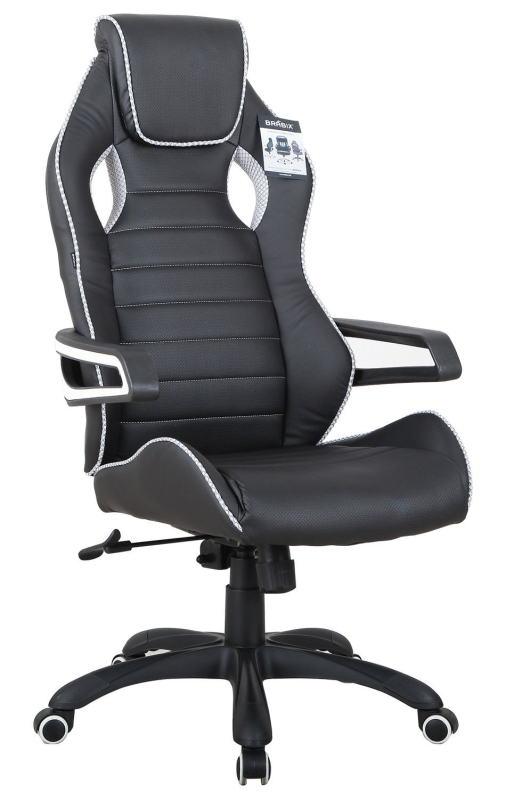BRABIX Techno Pro GM-003 - экокожа, черное/серое, вставки серые