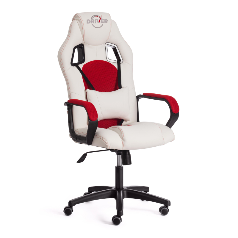TETCHAIR DRIVER - Кож/зам/ткань, белый/красный, 36-01/TW-08