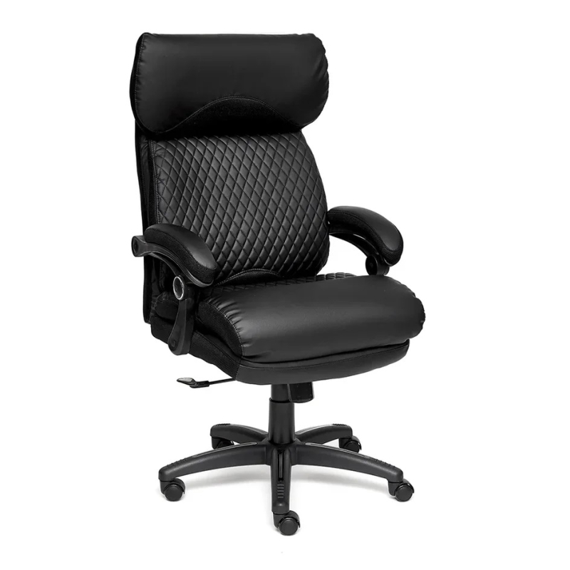 TETCHAIR CHIEF - Кож/зам/ткань, черный стеганный/черный, 36-6/36-6/11